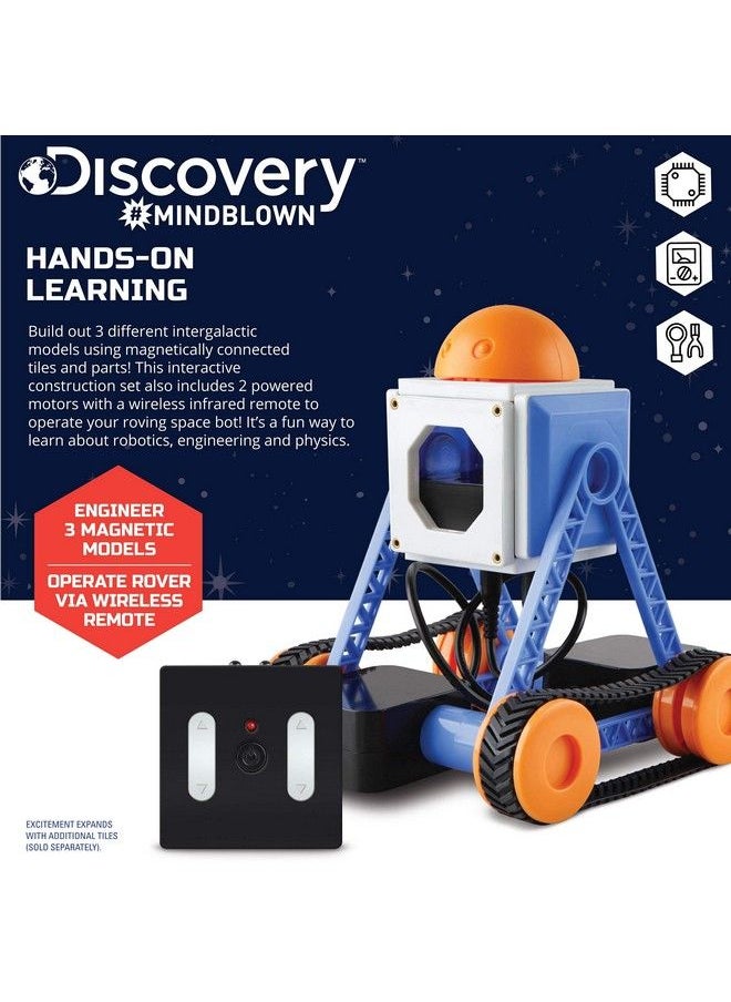 Discovery Mindblown Customizable Magnetic Building Tiles With Remote Control 34Piece Play Set Build 3 Intergalactic Models Includes 2 Powered Motors Stem Toy For Boys And Girls
