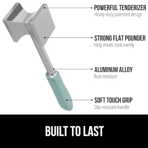 GORILLA GRIP Patented Dual-Sided Meat Tenderizer, Heavy Duty Kitchen Mallet with Soft Handle, Spiked Side Tenderizes and Smooth Flattens, Maximize Food Flavor, Commercial Grade Chicken Pounder, Mint - Image 2