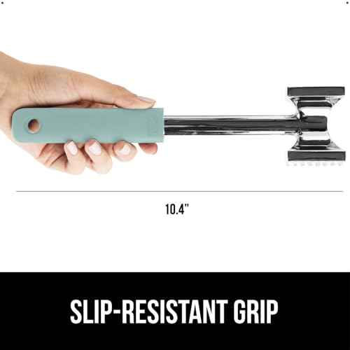 GORILLA GRIP Patented Dual-Sided Meat Tenderizer, Heavy Duty Kitchen Mallet with Soft Handle, Spiked Side Tenderizes and Smooth Flattens, Maximize Food Flavor, Commercial Grade Chicken Pounder, Mint - Image 4