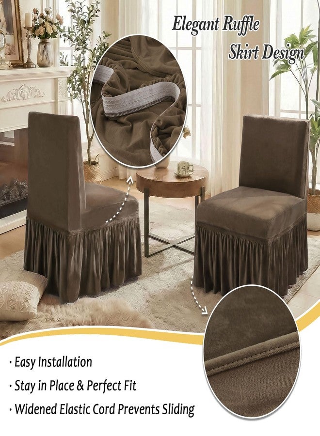 NICEEC Brown Spandex Armless Accent Chair Cover Stretch Super Soft Modern Accent Slipper Chair Slipcovers Without Arms Washable Chair Protector for Living Room Bedroom Study Dining Room - Image 4
