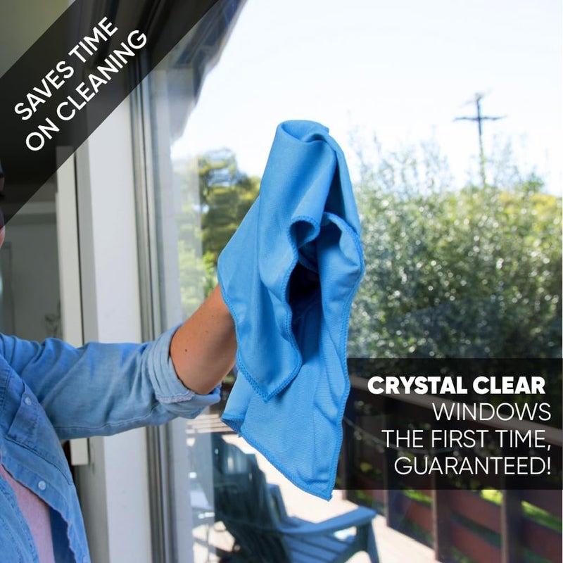 Longmann Microfiber Glass Cleaning Cloths | Streak Free Windows & Mirrors | Lint Free Towels | Car Windows Wipes | Polishing Rags | Machine Wash- 8 Pack (Green 2 Pack, Blue 6 Pack) - Image 2