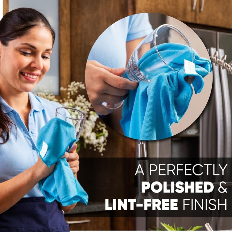 Longmann Microfiber Glass Cleaning Cloths | Streak Free Windows & Mirrors | Lint Free Towels | Car Windows Wipes | Polishing Rags | Machine Wash- 8 Pack (Green 2 Pack, Blue 6 Pack) - Image 4
