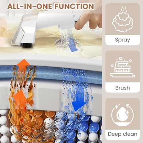 TAYNING Mini Portable Carpet Cleaner Machine with Dual Size Brushhead, Multi-Purpose and Upholstery Cleaner, Handheld Deep Carpet Cleaning Machine, Spot Cleaner for Couch, Rugs, Car Seats and Pet Stains - Image 3
