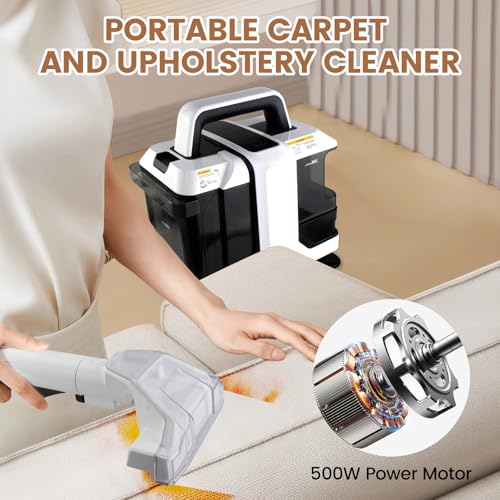 TAYNING Mini Portable Carpet Cleaner Machine with Dual Size Brushhead, Multi-Purpose and Upholstery Cleaner, Handheld Deep Carpet Cleaning Machine, Spot Cleaner for Couch, Rugs, Car Seats and Pet Stains - Image 2