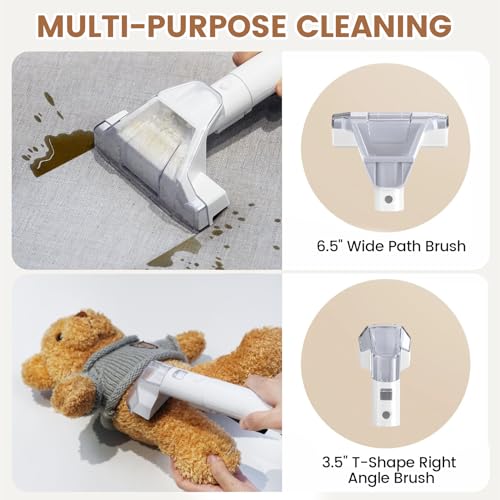 TAYNING Mini Portable Carpet Cleaner Machine with Dual Size Brushhead, Multi-Purpose and Upholstery Cleaner, Handheld Deep Carpet Cleaning Machine, Spot Cleaner for Couch, Rugs, Car Seats and Pet Stains - Image 4