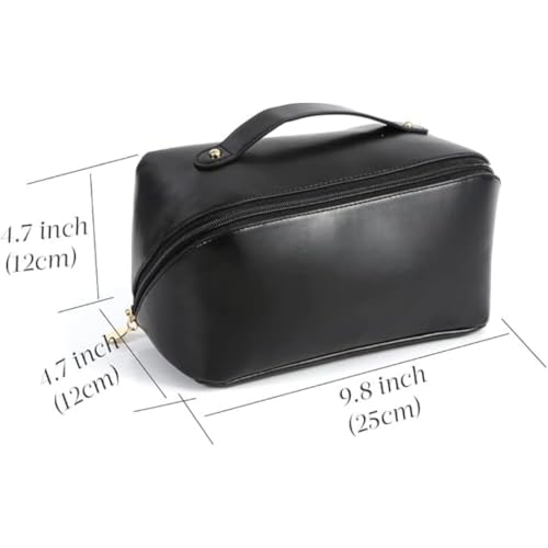 Sprqcart Large Capacity Travel Cosmetic Bag With Handle And Divider - Multifunctional Makeup Bag For Easy Access, Waterproof- (Black), 10 Cms - Image 2