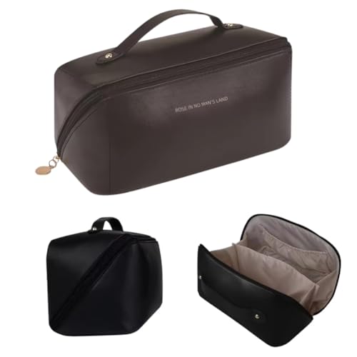 Sprqcart Large Capacity Travel Cosmetic Bag With Handle And Divider - Multifunctional Makeup Bag For Easy Access, Waterproof- (Black), 10 Cms - Image 1