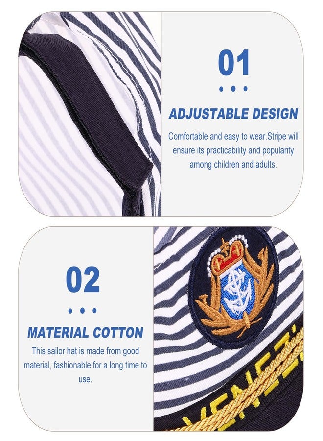 أموسفون قبعة قبطان اليخت، قبعة مخططة على طراز مشاة البحرية، مثالية لحفلات الهالوين التنكرية. - Image 3