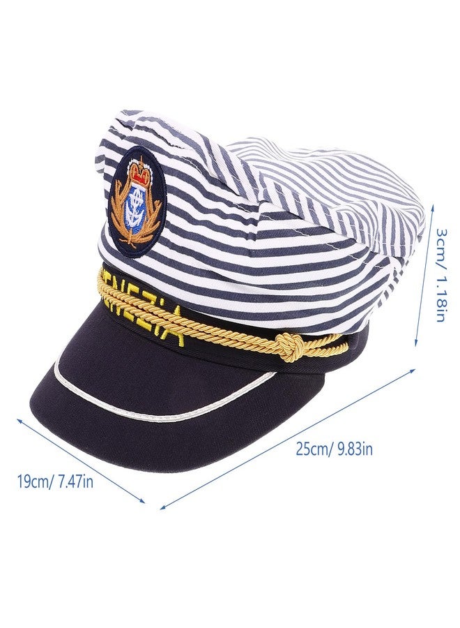 أموسفون قبعة قبطان اليخت، قبعة مخططة على طراز مشاة البحرية، مثالية لحفلات الهالوين التنكرية. - Image 2