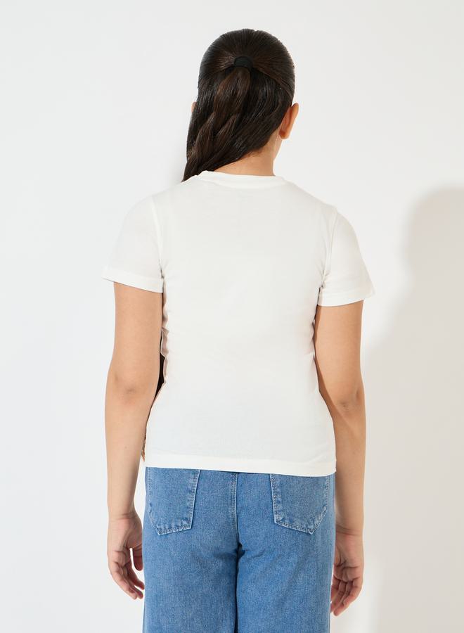 ستايلي تيشيرت سادة بياقة دائرية وأكمام قصيرة - Image 4