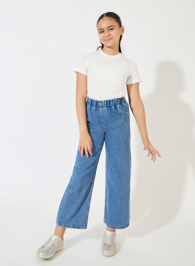 ستايلي تيشيرت سادة بياقة دائرية وأكمام قصيرة - Image 2