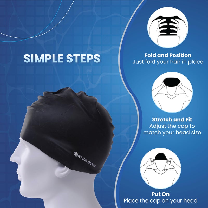 Endless EL1019 Classic Comfortable Plain Silicon Swimming Cap | Yellow | Material : Silicon | Elastic Waterproof Swimming Cap for Long and Short Hair with Thicker Edge | For Adults, Women and Men - Image 4