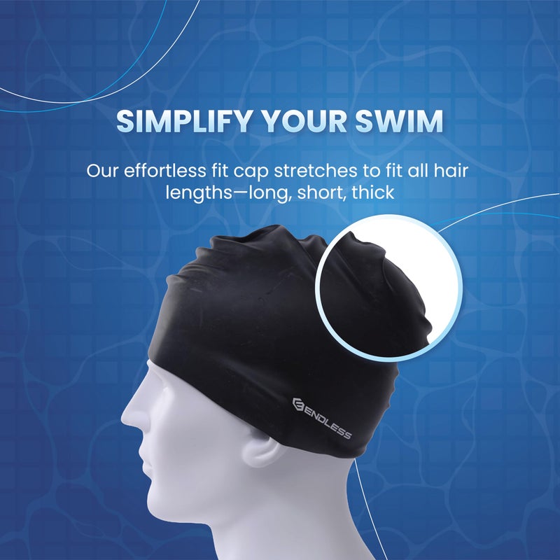Endless EL1019 Classic Comfortable Plain Silicon Swimming Cap | Yellow | Material : Silicon | Elastic Waterproof Swimming Cap for Long and Short Hair with Thicker Edge | For Adults, Women and Men - Image 3