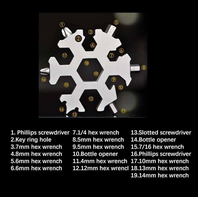 Oblivion Screw Driver - 18-In-1 Snowflake Multi-Tool, Portable Keychain, Stainless Steel EDC Pocket Tools with Bottle Opener, Screwdriver, Wrench and Hex Driver For Camping, Hiking, Biking (Rainbow) - Image 4