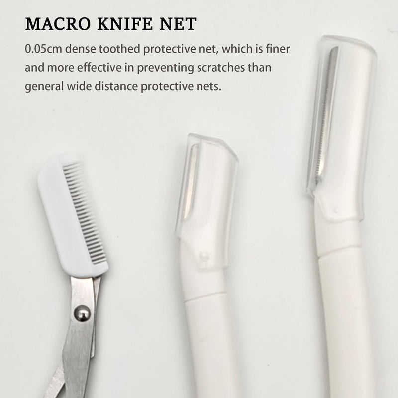 Eyebrow Razor Set Clear 2 Pieces With Protective Cover 1 Scissor Facial Hair Peach Fuzz Removal Face Shaver - Image 3