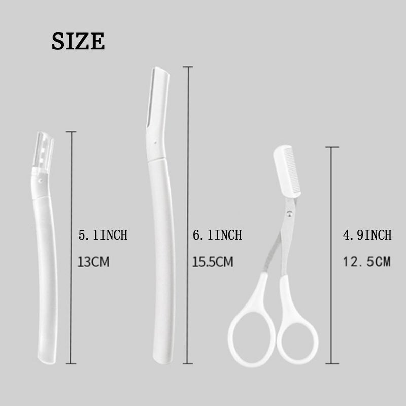 Eyebrow Razor Set Clear 2 Pieces With Protective Cover 1 Scissor Facial Hair Peach Fuzz Removal Face Shaver - Image 4