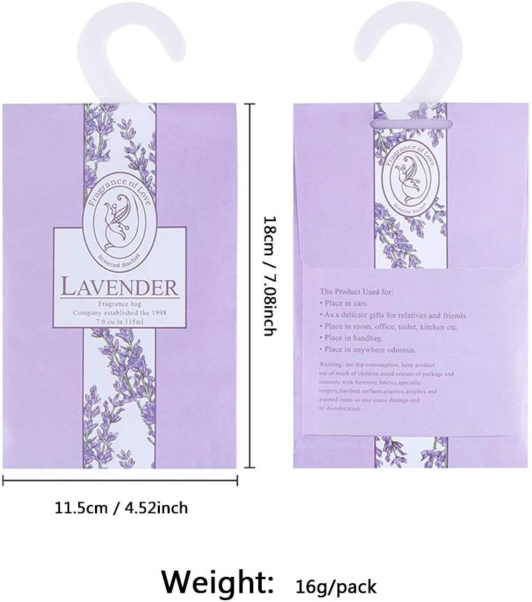 lifetop 16Packs Lavender & Rose Closet Air Freshener Deodorizer Scented Sachets Bags for Drawer Closets, Wardrobes and Bedrooms, Car Scent (Lavender + Rose) - Image 2