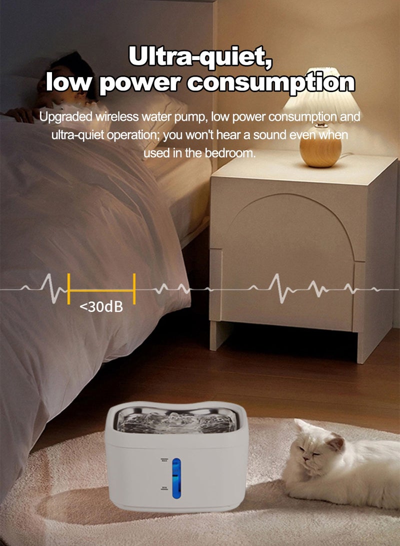 Kidle 2.5L Automatic Wireless Cat Water Fountain Pet Water Fountain for Cats Easy Cleaning and Ultra Quiet - Image 4