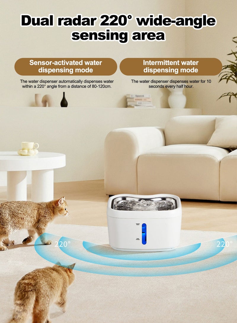 Kidle 2.5L Automatic Wireless Cat Water Fountain Pet Water Fountain for Cats Easy Cleaning and Ultra Quiet - Image 2