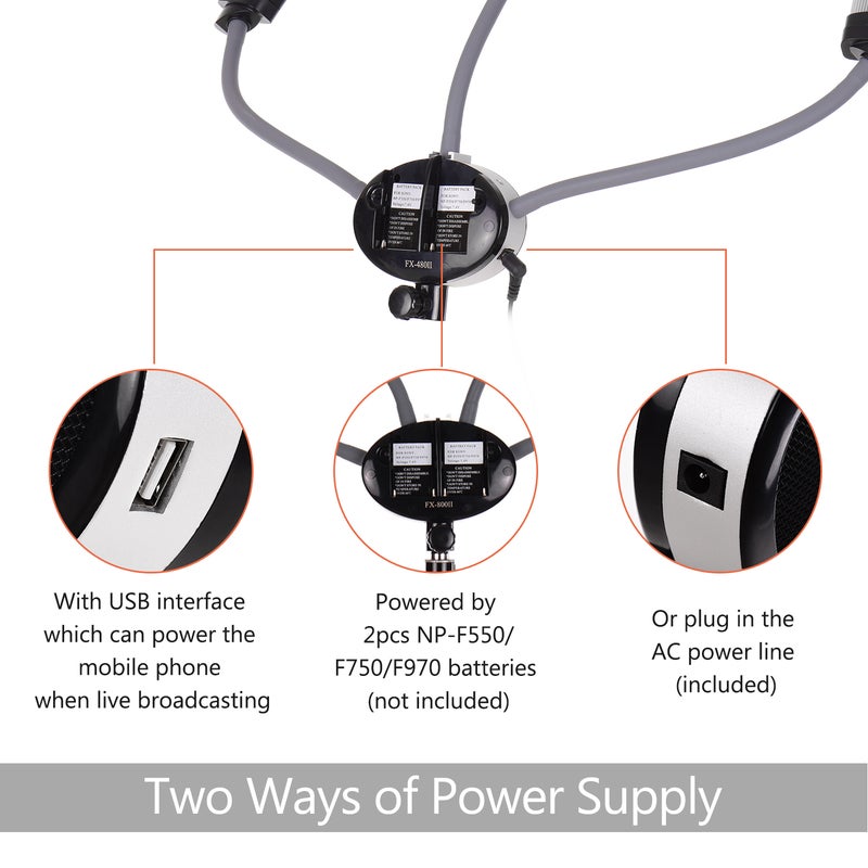 Loquat LED Dual-Arm Video Lamp White/Black - Image 4