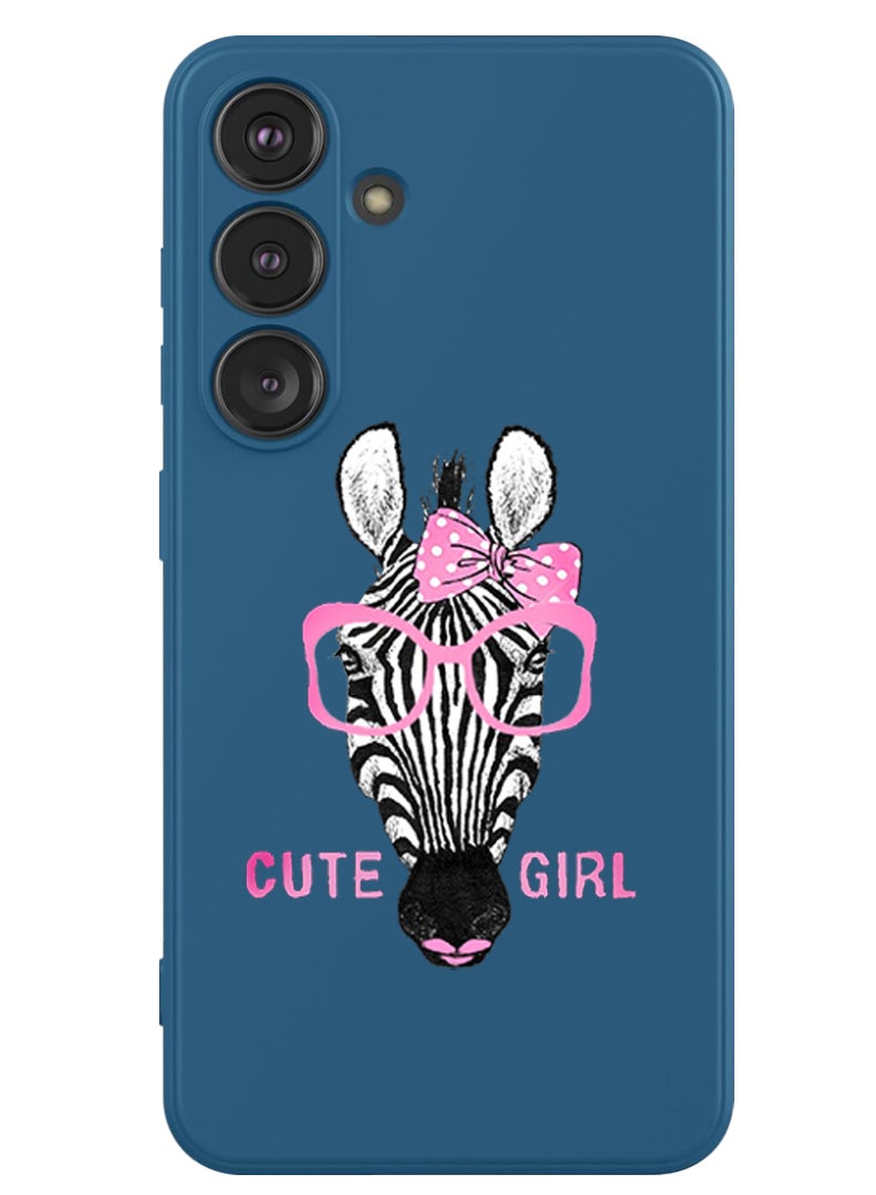 Theodor Protective Slim Fit Case Liquid Silicone Cover with Full Body Protection Anti-Scratch Shockproof Case For Samsung Galaxy S24 Plus (Blue) - Cute girl zebra - Image 1