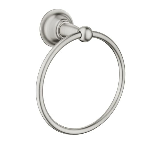 Moen DN6886BN Sage Single Post Bathroom Hand Towel Ring, Spot Resist Brushed Nickel - Image 1