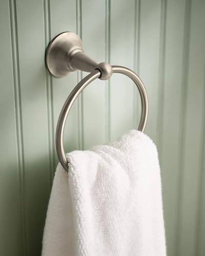 Moen DN6886BN Sage Single Post Bathroom Hand Towel Ring, Spot Resist Brushed Nickel - Image 2