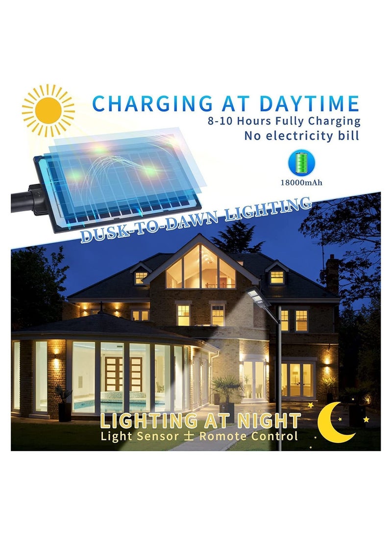 Y&D Solar Lights Outdoor, 6000 Lumens LED Powered Motion Sensor Wall Lamp, IP67 Waterproof with Remote Control, Durable Security Light for Outside Wall, Garden, Yard, Porch (1-Pack) - Image 3