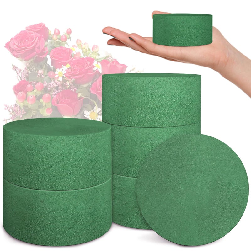Max Shape 6 Packs Round Floral Foam Blocksï¼Œ3'' Large Dry Floral Foam for Artificial Flowers,Flower Foam Blocks for Wedding Aisle Flowers Party Decoration - Image 1