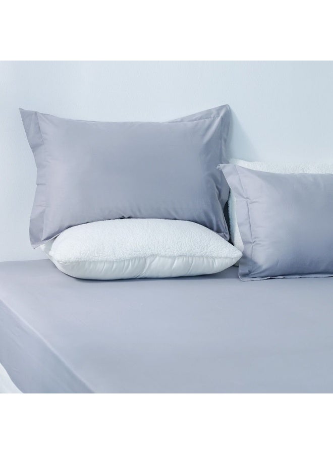 DANUBE HOME Bliss 3 - Pieces Cotton King Fitted Sheet Set - Grey - 180x200 + 35 cm 50x75 cm | 100% Cotton - 144 Thread Count Bedding Set For Bedroom - Image 1