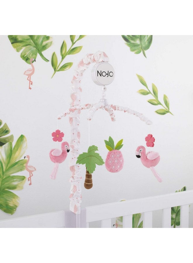 Nojo Tropical Flamingo Nursery Crib Musical Mobile With Plush Pink Flamingos, Flowers, Palm Tree & Pineapple, Pink, White, Green - Image 2