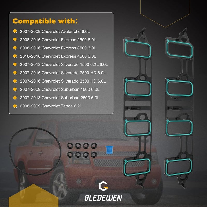 Gledewen Intake Manifold Gasket Set for Chevrolet, GMC, and Cadillac 6.0L 6.2L Engines - Image 5