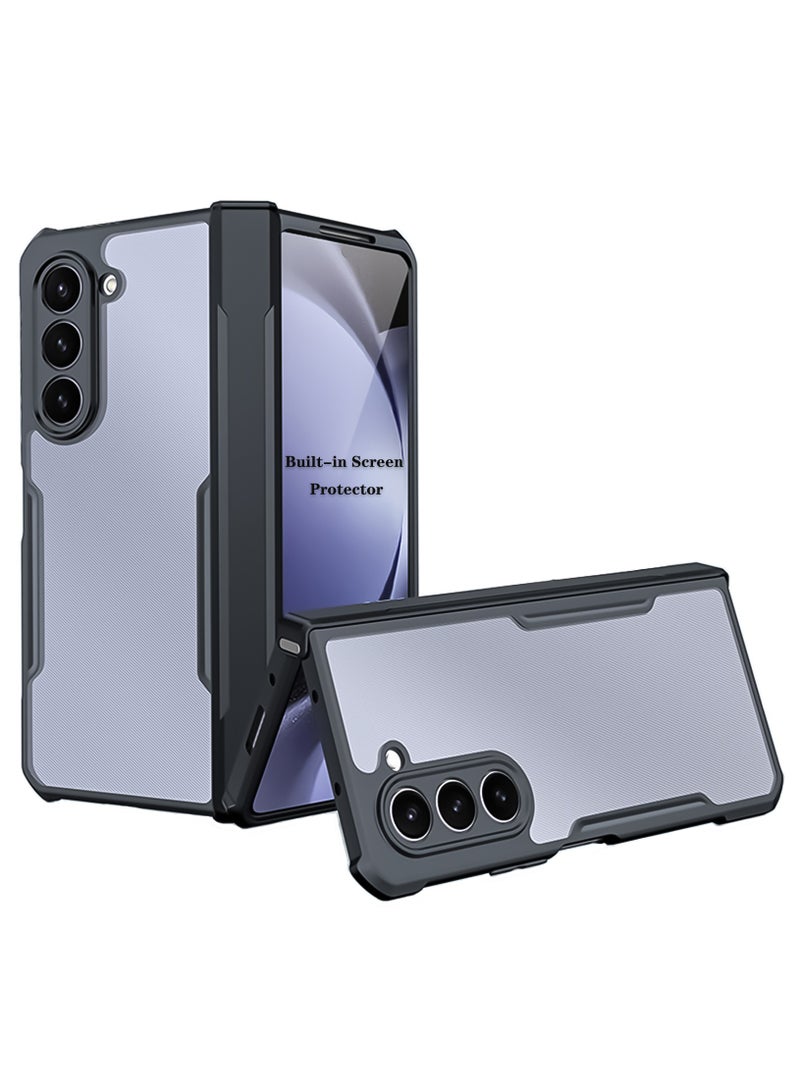 إكسوند جراب لهاتف Samsung Galaxy Z Fold 6، واقي شاشة زجاجي مدمج، غطاء خلفي مقاوم للصدمات من مادة TPU، جراب نحيف لحماية الجسم بالكامل مضاد لبصمات الأصابع - Image 1