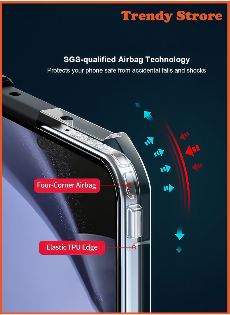 ماركة غير محددة - جراب لهاتف Samsung Galaxy Z Fold 6، واقي شاشة زجاجي مدمج، غطاء خلفي مقاوم للصدمات من مادة TPU، جراب نحيف لحماية الجسم بالكامل مضاد لبصمات الأصابع - Image 1