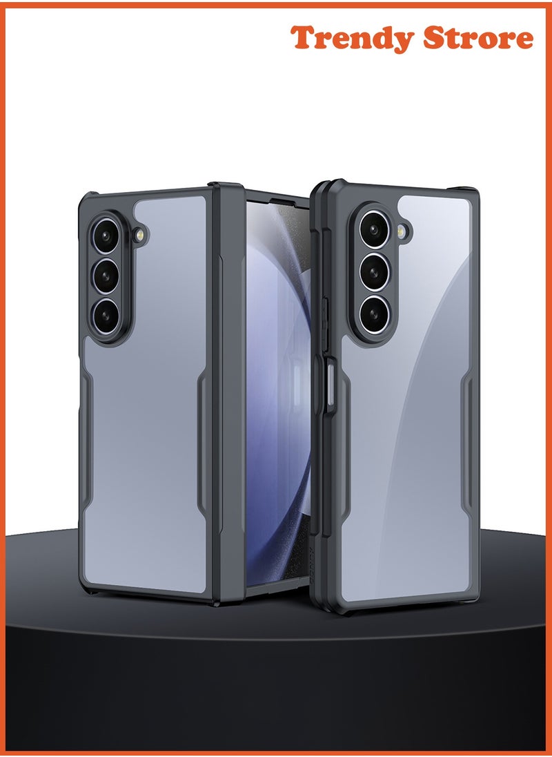 ماركة غير محددة - جراب لهاتف Samsung Galaxy Z Fold 6، واقي شاشة زجاجي مدمج، غطاء خلفي مقاوم للصدمات من مادة TPU، جراب نحيف لحماية الجسم بالكامل مضاد لبصمات الأصابع - Image 1