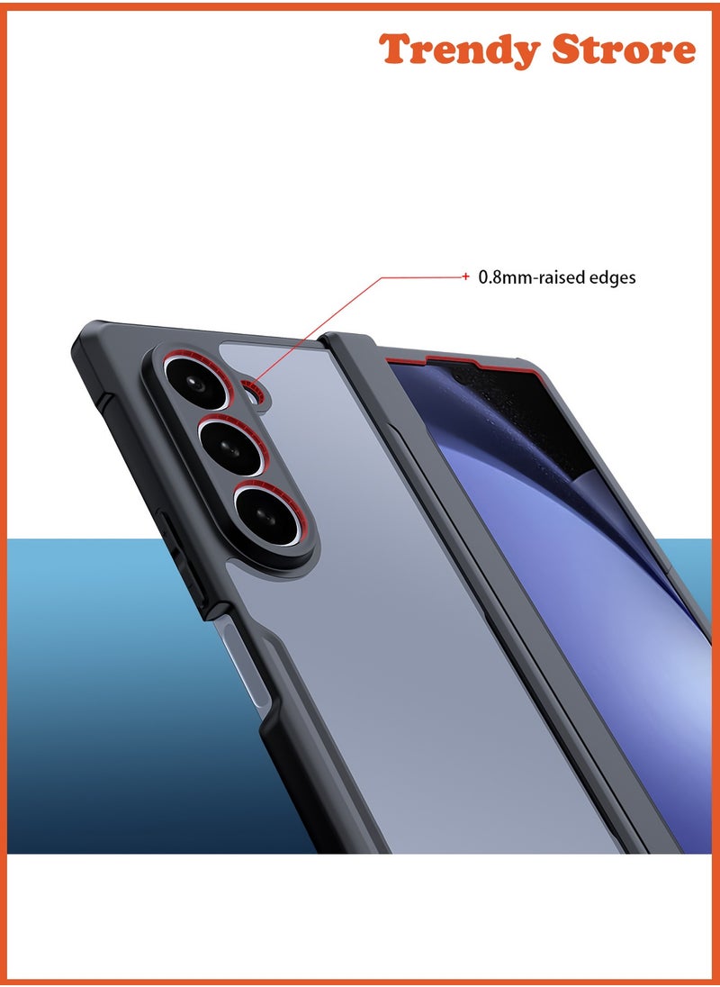 ماركة غير محددة - جراب لهاتف Samsung Galaxy Z Fold 6، واقي شاشة زجاجي مدمج، غطاء خلفي مقاوم للصدمات من مادة TPU، جراب نحيف لحماية الجسم بالكامل مضاد لبصمات الأصابع - Image 1
