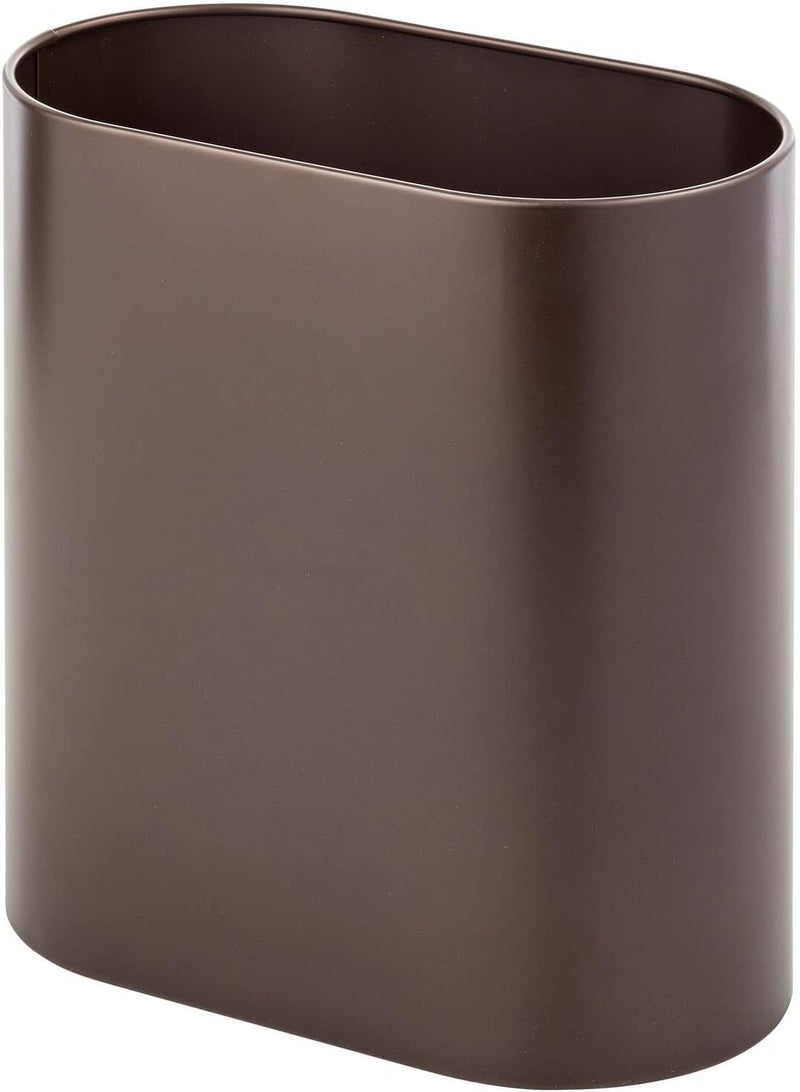 mDesign Slim Pill-Shaped Metal 1.98 Gallon/7 Liter Recycle Trash Can Wastebasket, Garbage Container Bin for Bathrooms, Kitchen, Bedroom, Office - Durable Stainless Steel, Mirri Collection, Bronze - Image 4
