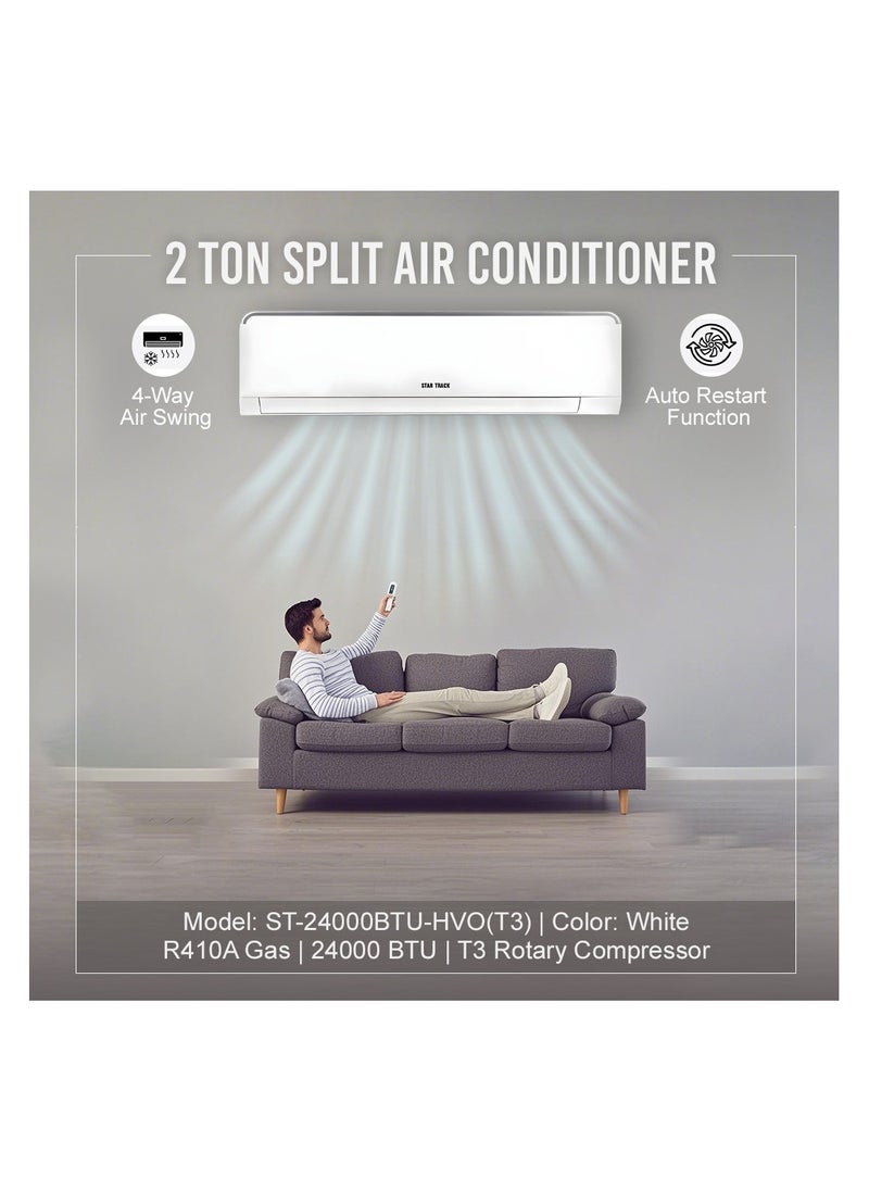 STAR TRACK STAR TRACK 2 ton Split Air Conditioner,24000 BTU, R410A, T3 Rotary Compressor, Auto Restart, White, 5 Year Warranty on the Compressor  - Image 3