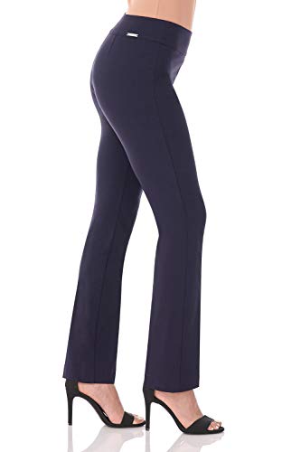 Rekucci Women's Ease Into Comfort Stretchy Straight Leg Office Pant with Tummy Control (2 Short, Navy) - Image 2