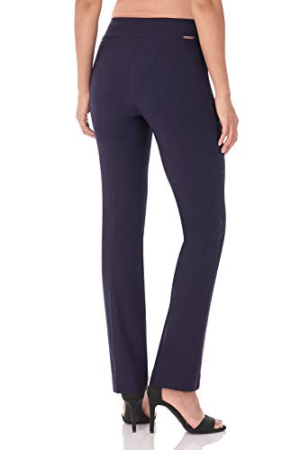 Rekucci Women's Ease Into Comfort Stretchy Straight Leg Office Pant with Tummy Control (2 Short, Navy) - Image 4