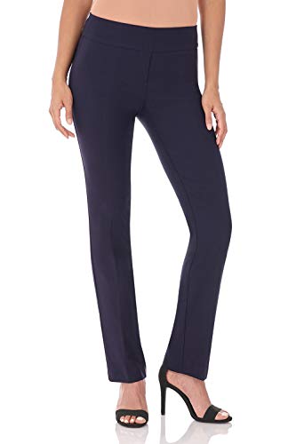 Rekucci Women's Ease Into Comfort Stretchy Straight Leg Office Pant with Tummy Control (2 Short, Navy) - Image 1