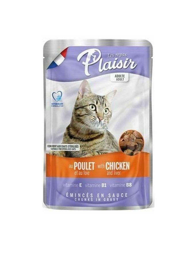 Plaisir Cat Food Chunks with Chicken & Liver in Gravy 100g Pack of 6 - Image 2