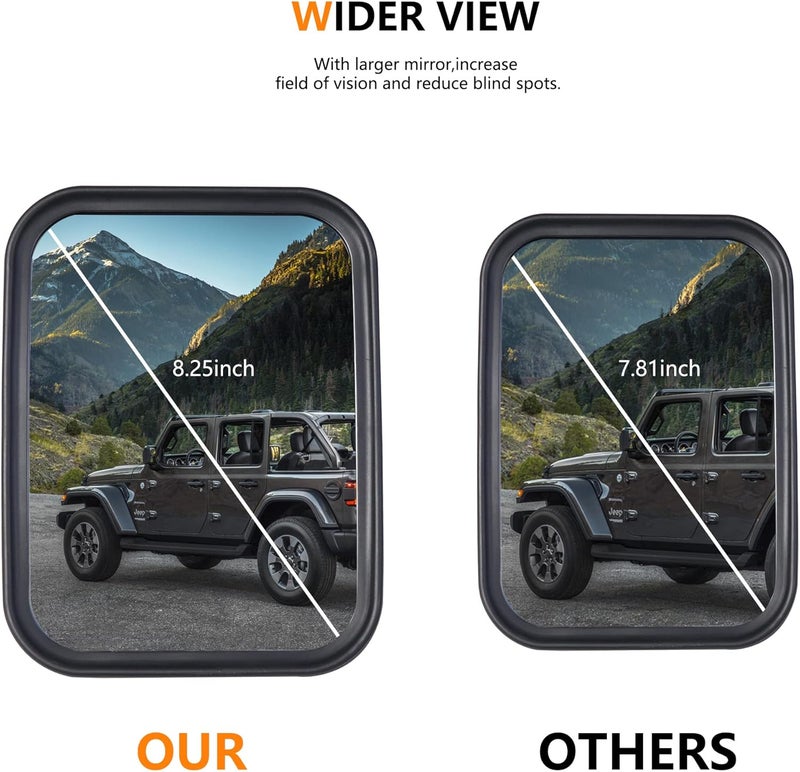 RERPRO Doors Off Mirrors for 2007-2025 Jeep Wrangler JK JL 4XE Gladiator JT - Durable Aluminum Side Rear View Mirror Accessories - Image 3