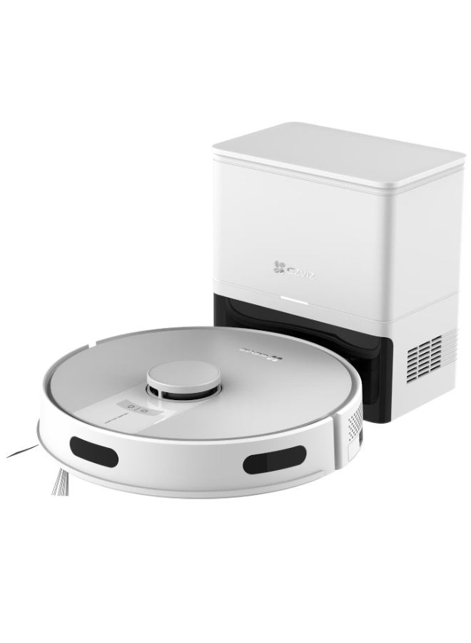 EZVIZ Robot Vacuum Cleaner with 4,000 Pa Suction Power, 280 ml Tank, 300 ml Dust Basket, 173 min Autonomy, LiDAR Navigation, Drop-Sensing Technology, Carpet Detection, Obstacle Avoidance with AI, Adaptive Edge Mopping, EZVIZ App/Alexa | RE4C Plus, White - Image 1