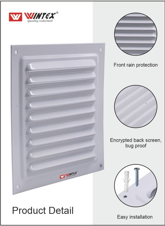 WINTEX Metal Galvanized Steel Powder Coated White Colour  Metal Ventilation Grille, Outdoor / Indoor Ventilation Grille, Metal Air Diffuser.  - Image 2