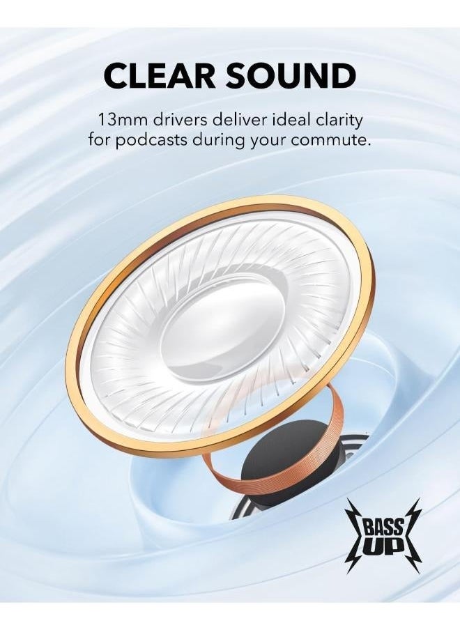 K20i by Anker, Semi-in-Ear Earbuds, Bluetooth Wireless, 36H Playtime, Fast Charge, Clear Sound, Comfortable Fit, ENC 2-Mic Clear Calls, Custom EQ, IPX5, Bluetooth 5.3, App Control White