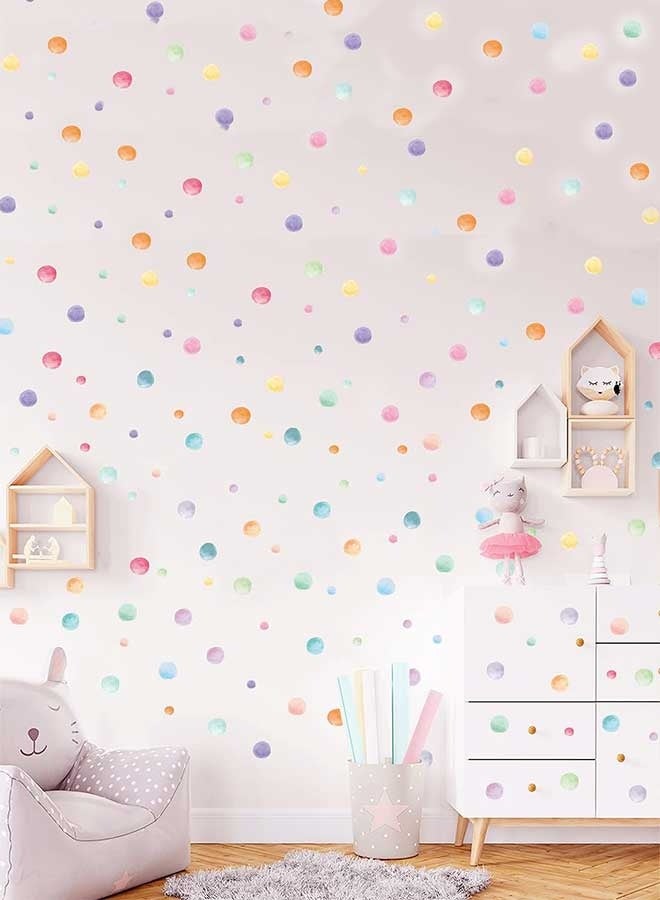رَوَائِد ملصقات حائط منقط بالألوان المائية (123 قطعة)، دوائر ملونة لتزيين الحائط، ملصقات قوس قزح قابلة للإزالة واللصق، ديكور دوائر متعددة الألوان للنوافذ، مثالية لغرف الأطفال، غرف النوم، الصفوف الدراسية وتزيين الجدران. - Image 1
