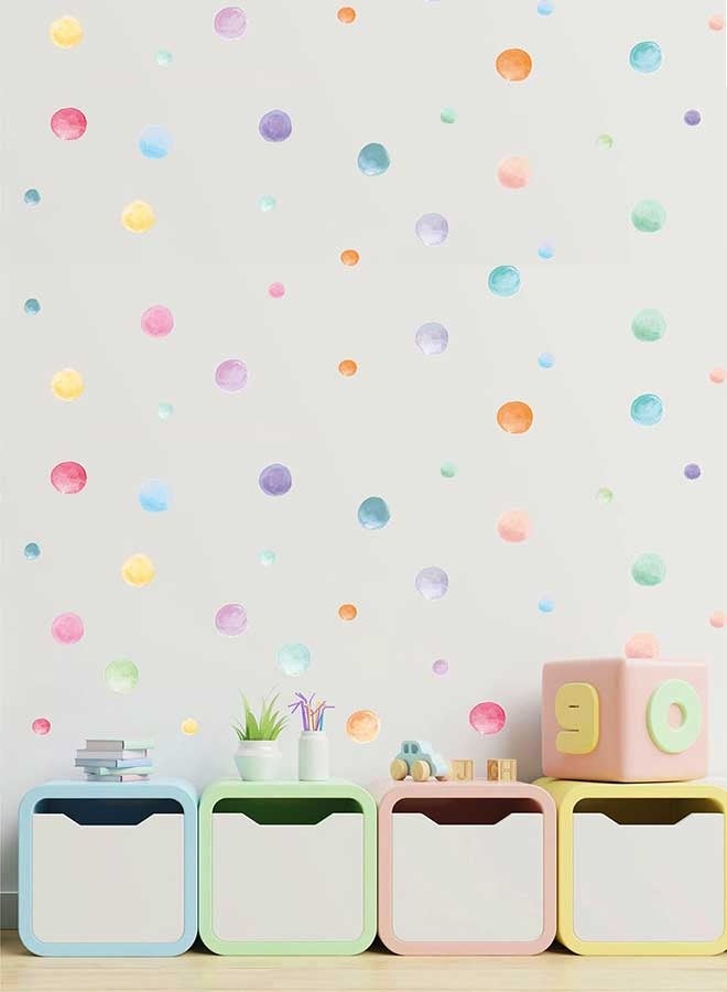 رَوَائِد ملصقات حائط منقط بالألوان المائية (123 قطعة)، دوائر ملونة لتزيين الحائط، ملصقات قوس قزح قابلة للإزالة واللصق، ديكور دوائر متعددة الألوان للنوافذ، مثالية لغرف الأطفال، غرف النوم، الصفوف الدراسية وتزيين الجدران. - Image 2