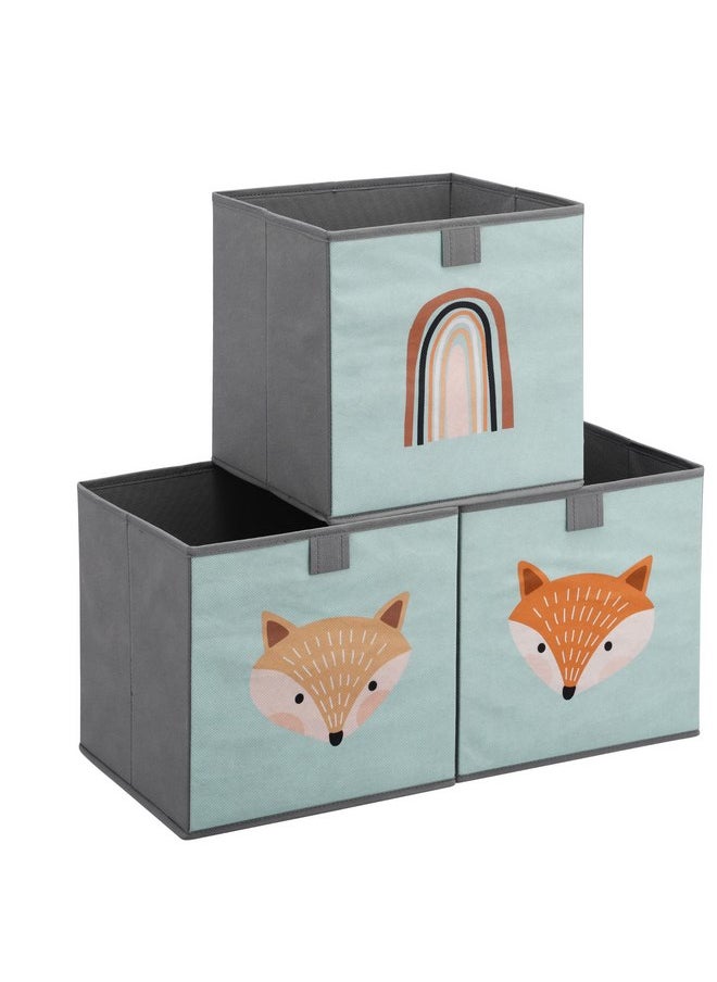 Navaris Navaris Kids Storage Cubes Set of 3 - Kids Cube Fabric Organizer Storage Bins - Foldable Cloth Cube for Childrens Bedroom Baby Nursery - Book Toy Bin Cubby Storage - Green  - Image 1