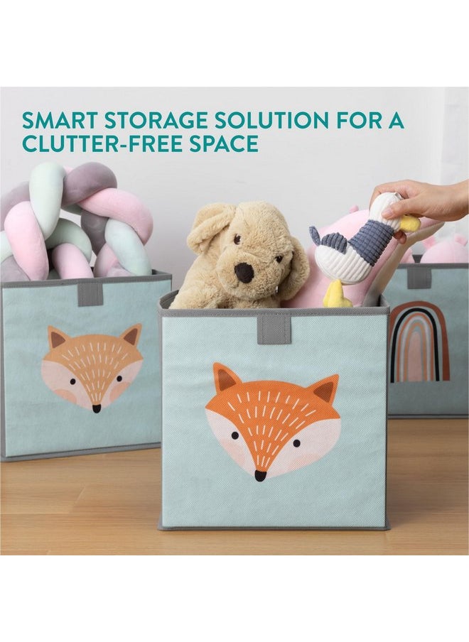 Navaris Navaris Kids Storage Cubes Set of 3 - Kids Cube Fabric Organizer Storage Bins - Foldable Cloth Cube for Childrens Bedroom Baby Nursery - Book Toy Bin Cubby Storage - Green  - Image 4